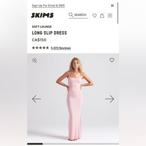 SKIMS Soft Pink Long Slip Dress (small)